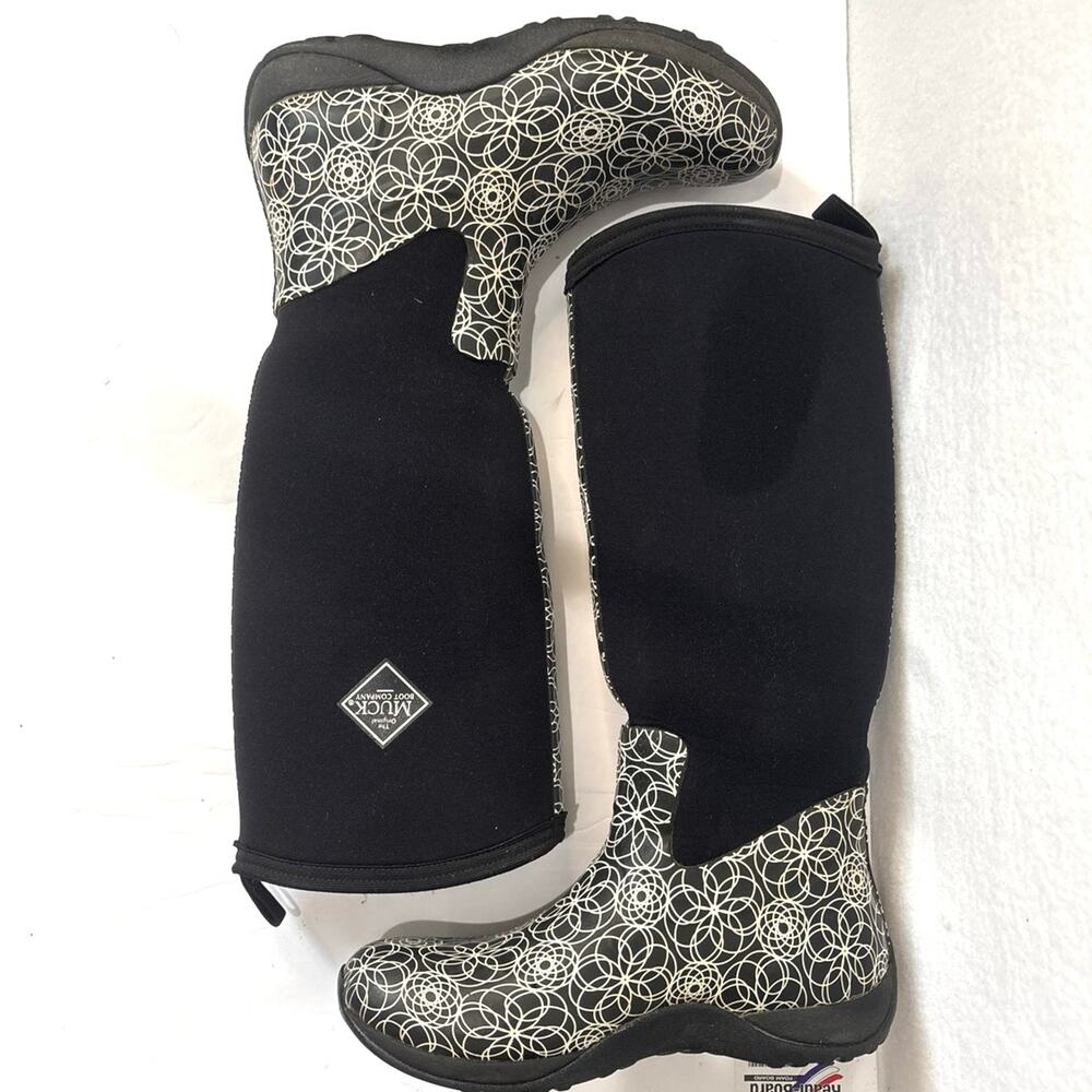 The Original Muck Boot Company Arctic Weekend Tall Boots Women's 8 Black White - Picture 7 of 9